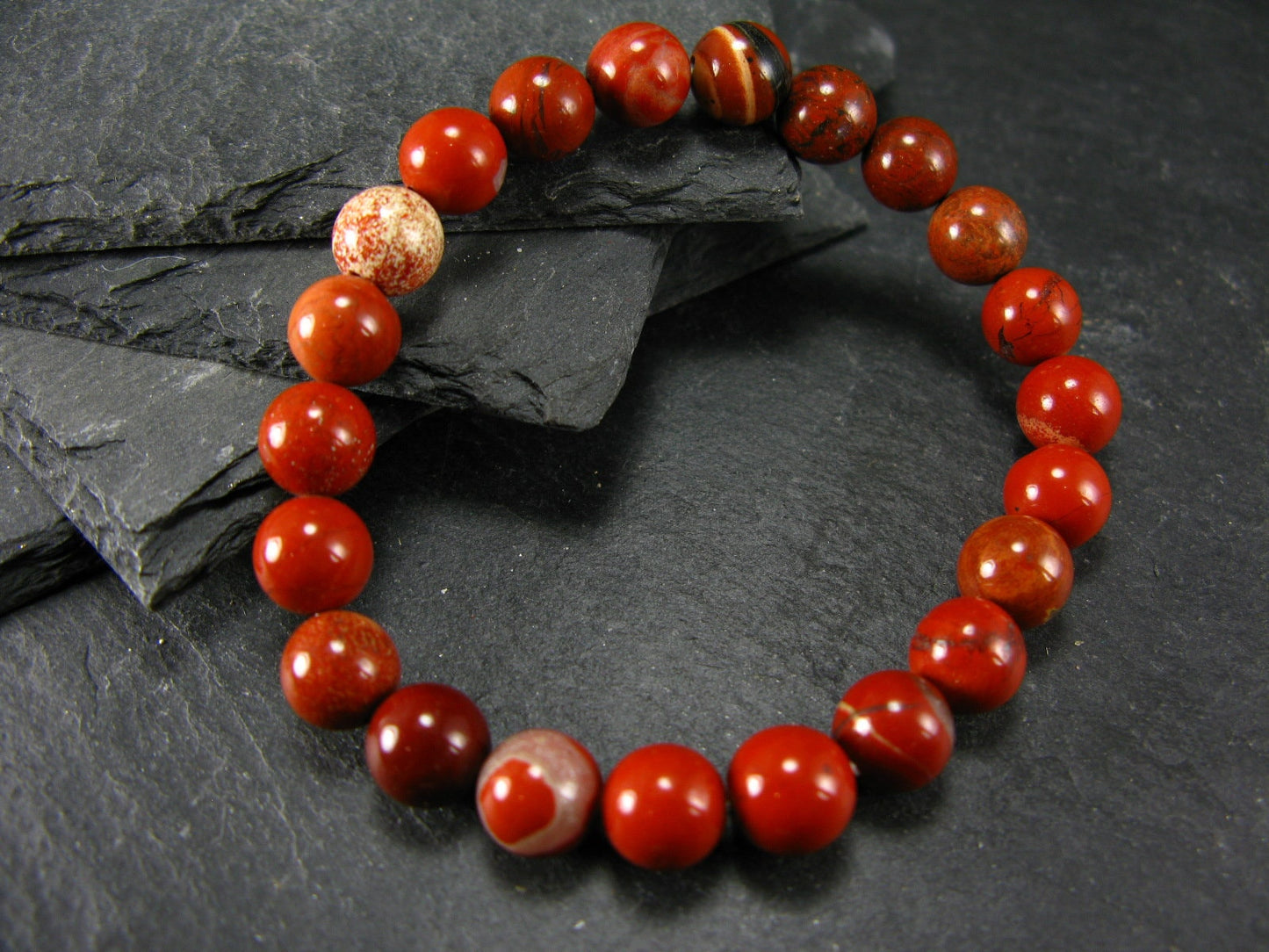 Red Jasper Genuine Bracelet ~ 7 Inches ~ 8mm Round Beads
