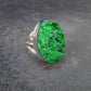 Uvarovite (Green Chromium Garnet) Cluster Silver Ring from Russia - Size 5.5 - 6.41 Grams