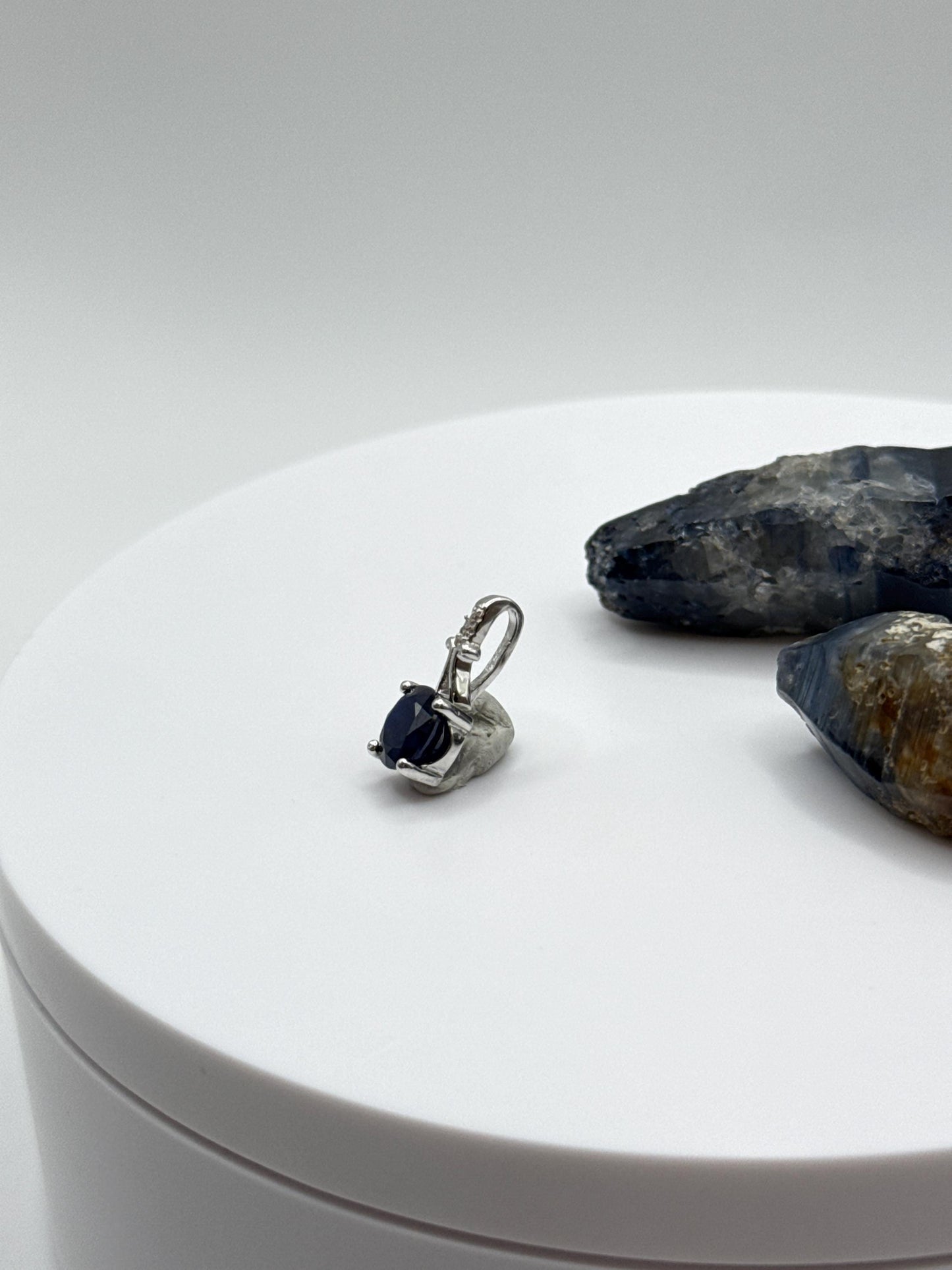 Natural Sapphire Sterling Silver Pendant | September Birthstone Necklace