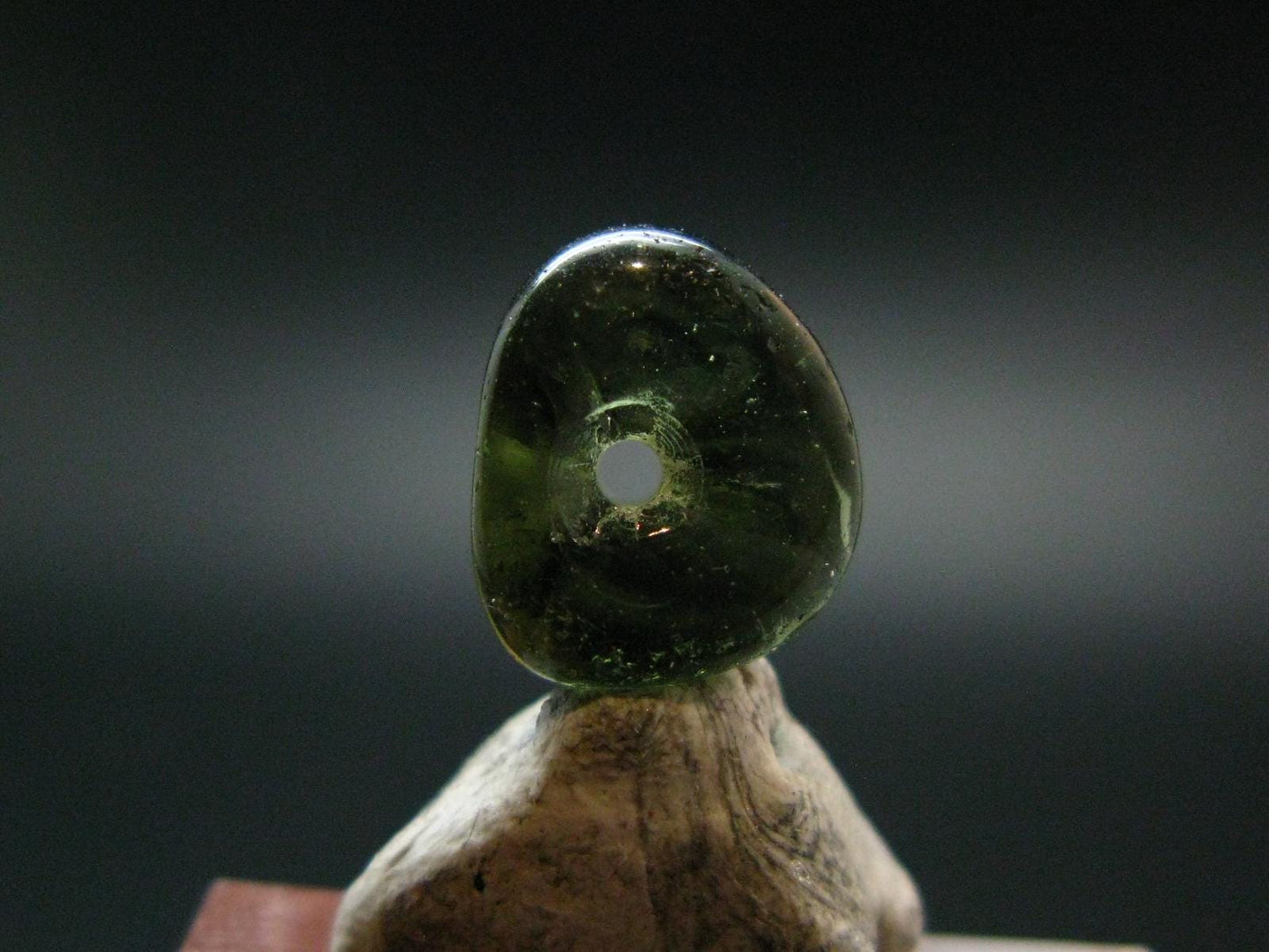 Moldavite Tektite Tumbled Bead from Czech Republic - 10 mm - 3.00 Carats