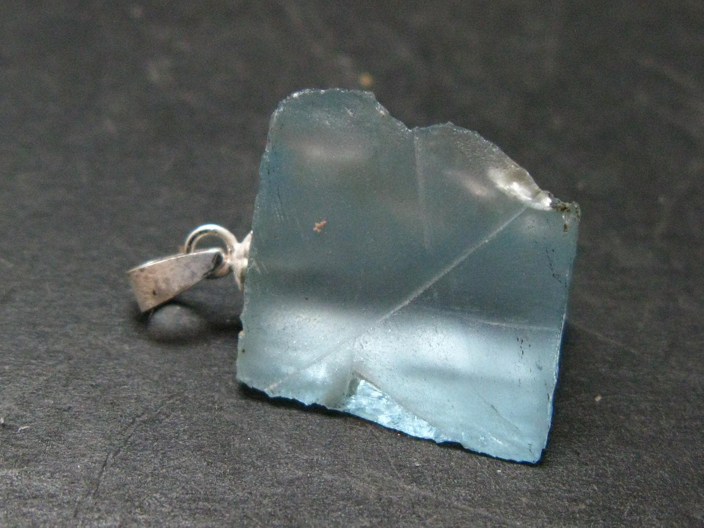 Natural Blue Topaz Crystal Silver Pendant From Russia - 1.0" - 22.15 Carats