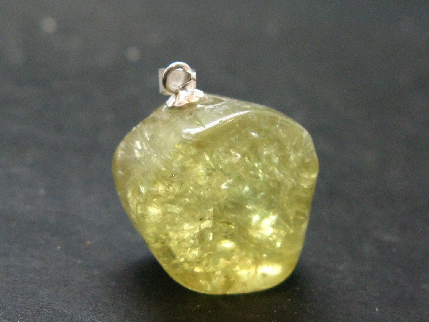 Large Gold Apatite Tumbled Pendant from Mexico - 9.32 Grams - 1.1"
