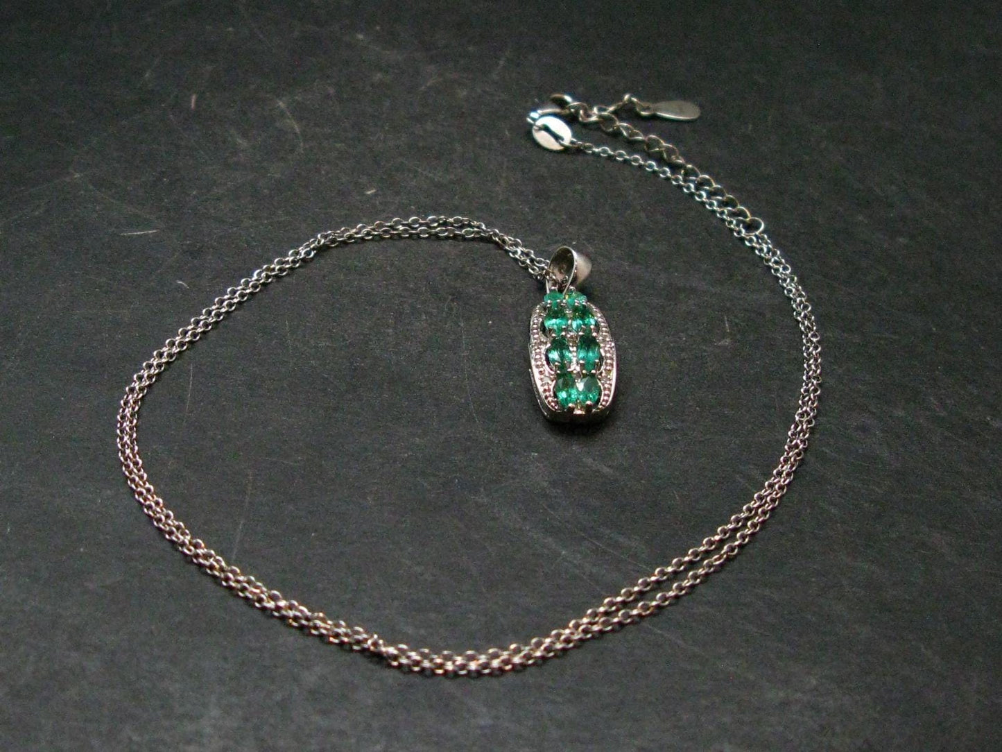 Emerald Silver Pendant W/Chain From Colombia - 3.68 Grams Total