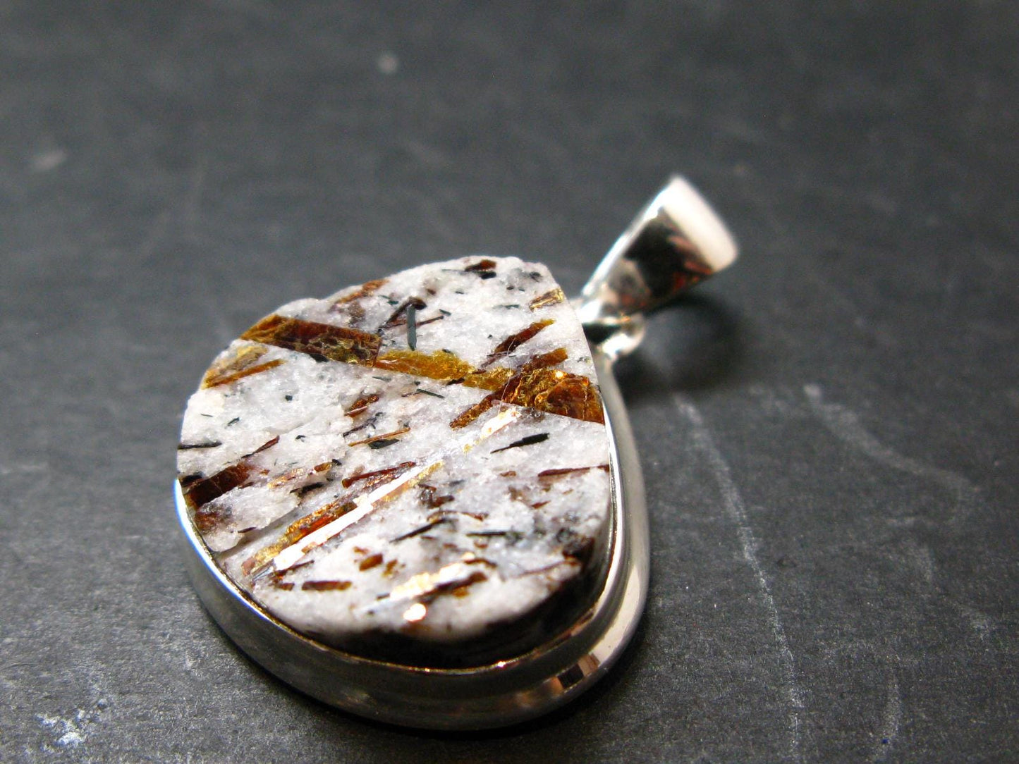 Astrophylite Astrophyllite Silver Pendant From Russia - 1.2" - 6.74 Grams