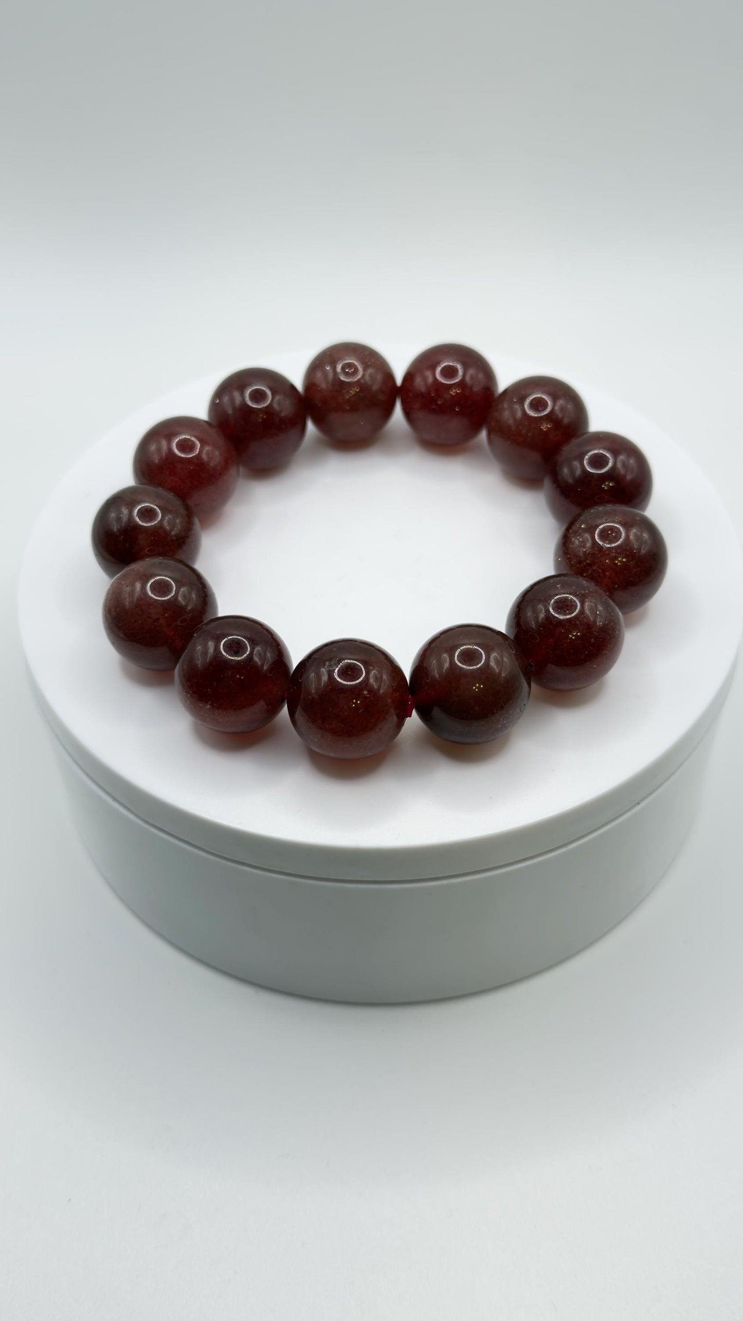 Strawberry Quartz Bracelet – Natural Red Sparkling Gemstone Elegant Jewelry - Weight 97.31 g