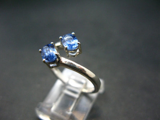 Raw Gemmy Blue Kyanite Silver Faceted Ring From Brazil - Size 6.25