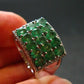 Emerald Faceted Silver Ring from Colombia - 4.70 Grams Total - Size 8.25