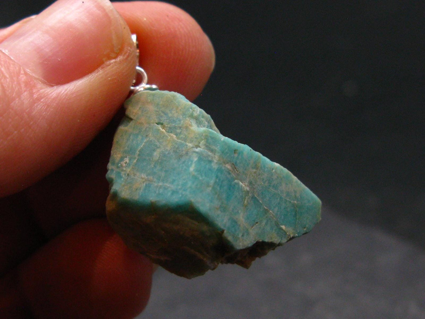 Rare Amazonite Silver Pendant From Russia - 1.1"