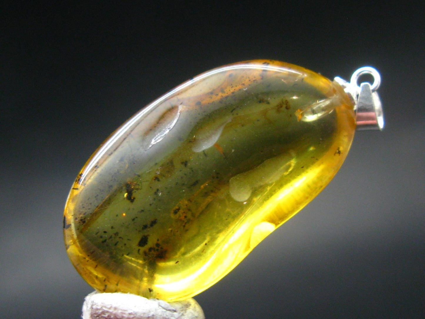 Natural Insects in Baltic Amber 925 Silver Pendant from Poland - 1.6" - 3.90 Grams