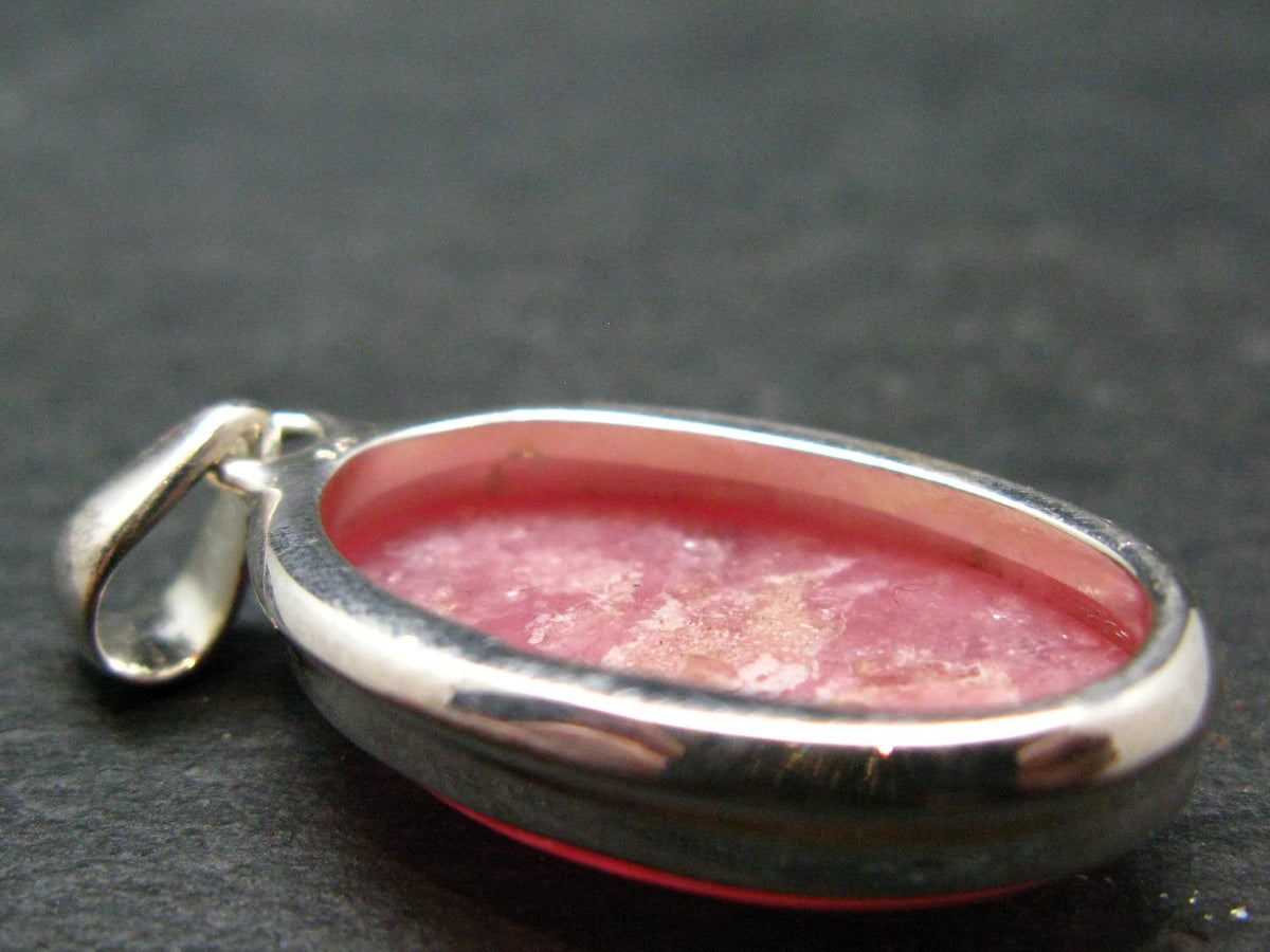 Rare Rhodochrosite Sterling Silver Pendant From Argentina - 1.5" - 8.14 Grams