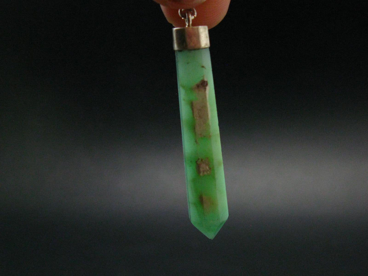 Chrysoprase Silver Pendant From Australia - 2.2" - 5.12 Grams