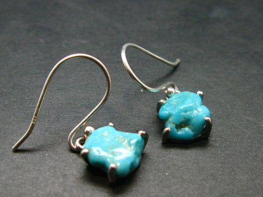 Nice Raw Natural Turquoise Sterling Silver Earrings from Mexico - 1.96 Grams