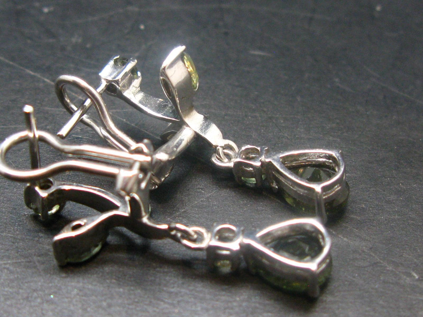 Moldavite Tektite Silver Earrings from Czech Republic - 5.28 Grams