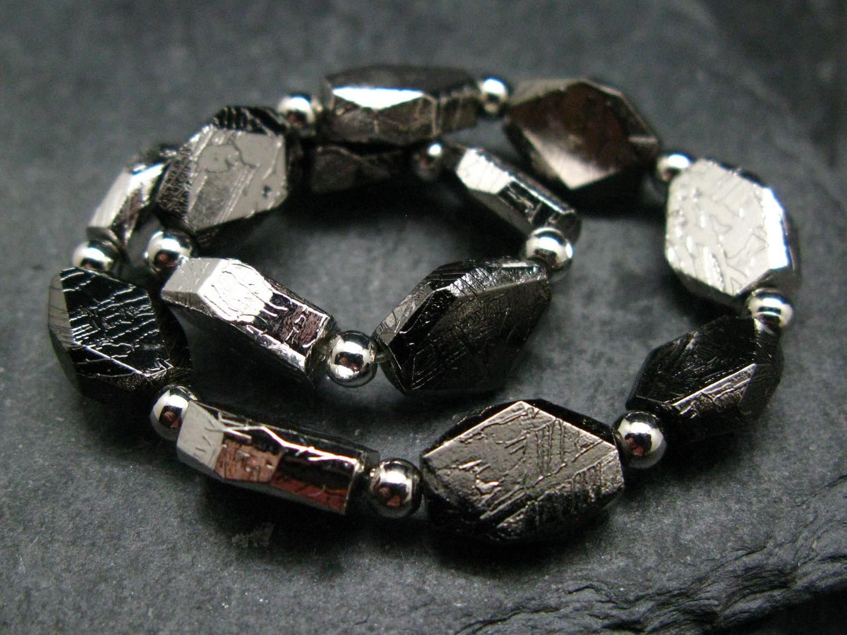 Meteorite Muonuonolusta Genuine Bracelet ~ 6.5 Inches ~ 12mm Facetted Beads