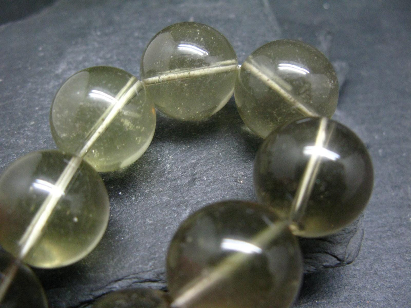 Libyan Tektite Glass Genuine Bracelet ~ 7 Inches ~ 20mm Round Beads