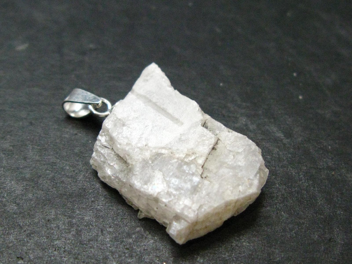 Natrolite Sterling Silver Pendant Necklace From Indonesia - 1.1" - 2.34 Grams