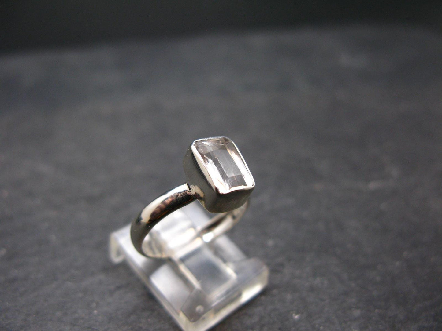 Phenakite Phenacite Crystal Facetted Silver 2.02 Carats Ring From Russia - Size 6 - 2.0Grams
