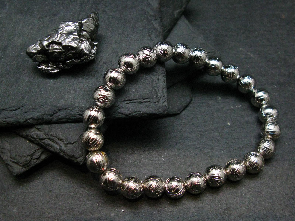 Meteorite Gibeon Genuine Bracelet ~ 7 Inches ~ 8mm Round Beads