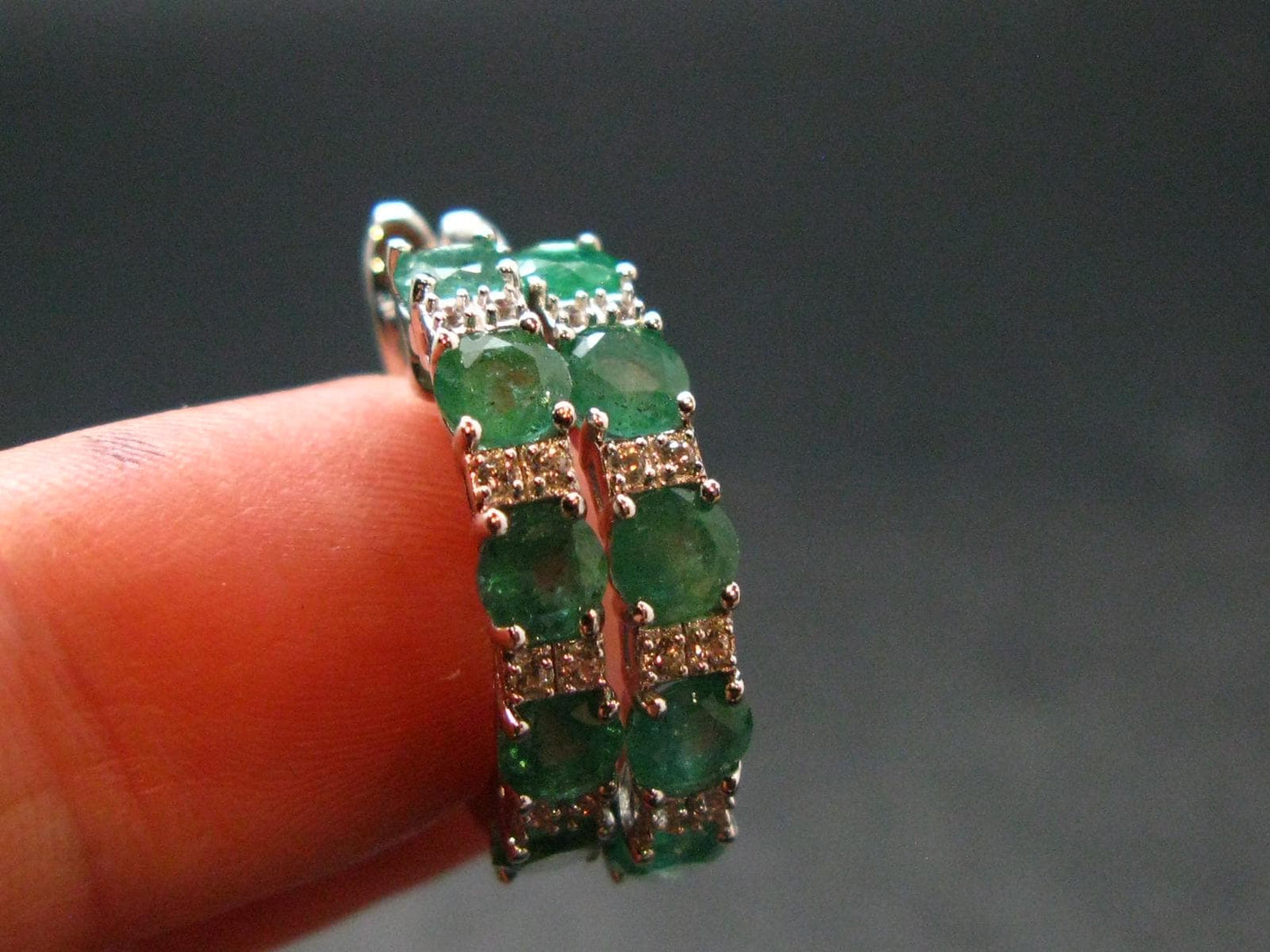 Gem Emerald Faceted Silver Earrings From Colombia - 4.33 Grams Total