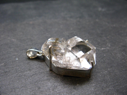 Fine Natural Herkimer Diamond Silver Pendant From New York - 1.8" - 25.40 Grams