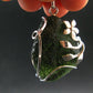Gem Moldavite Tektite SS Pendant From Czech Republic - 1.8" - 13.1 Grams