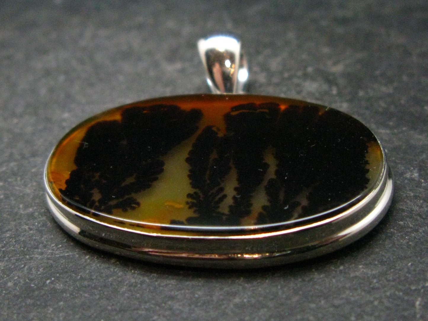 Moss Agate Silver Pendant From Russia - 6.85 Grams - 1.3"