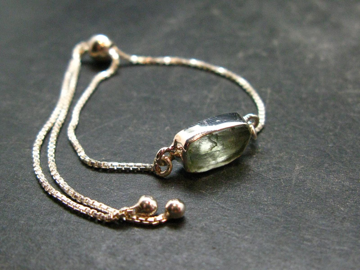 Moldavite Silver Bracelet Adjustable Length - 3.03 Grams