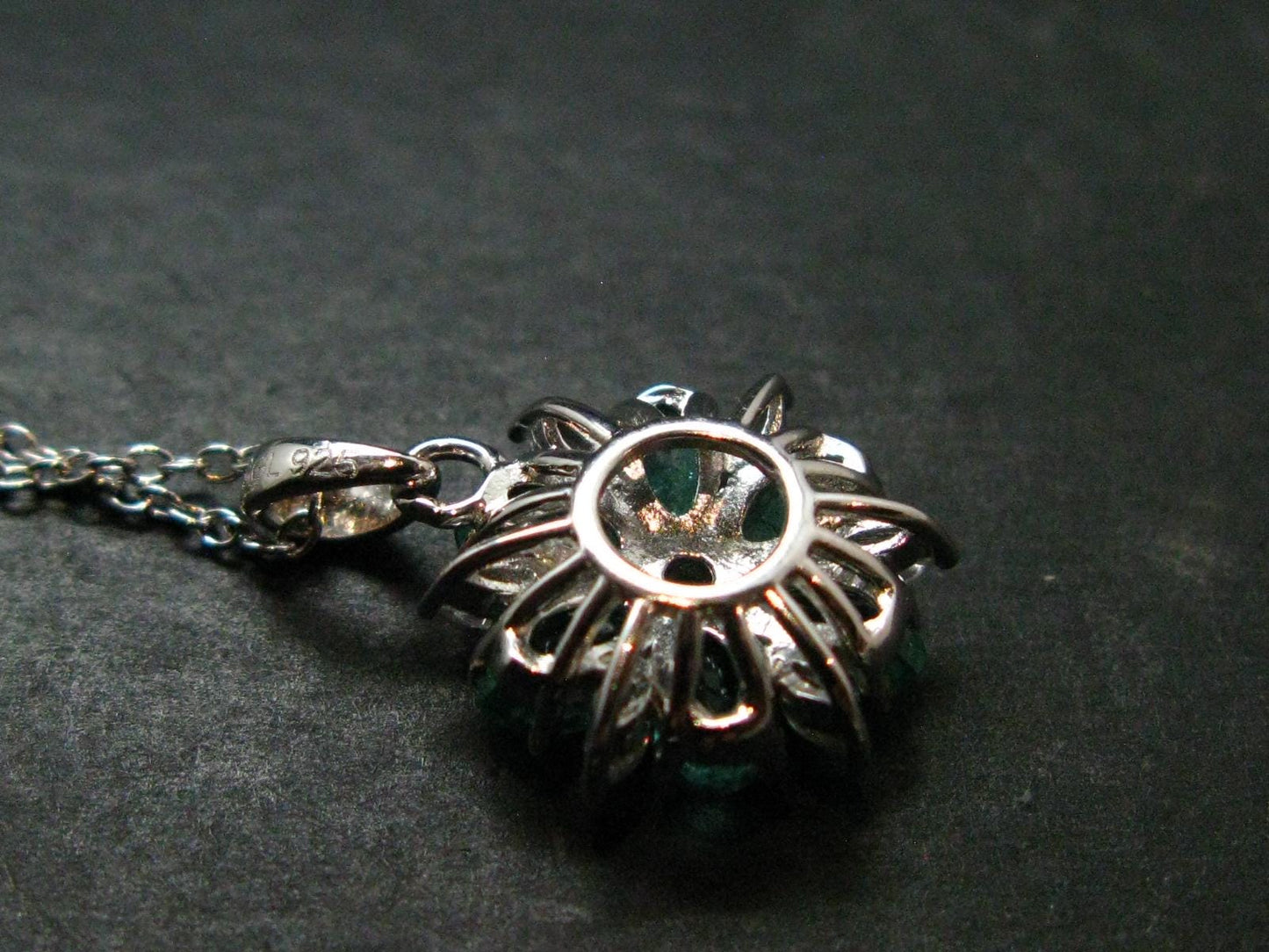 Emerald Silver Pendant W/Chain From Colombia - 3.05 Grams Total