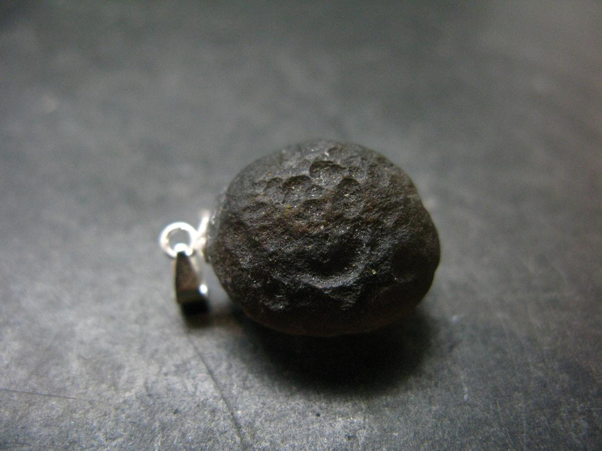 Colombianite Pseudotektite Silver Pendant from Colombia - 3.55 Grams - 0.9"