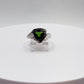 Green Helenite Trillion Ring – Sterling Silver Modern Gemstone Statement Ring
