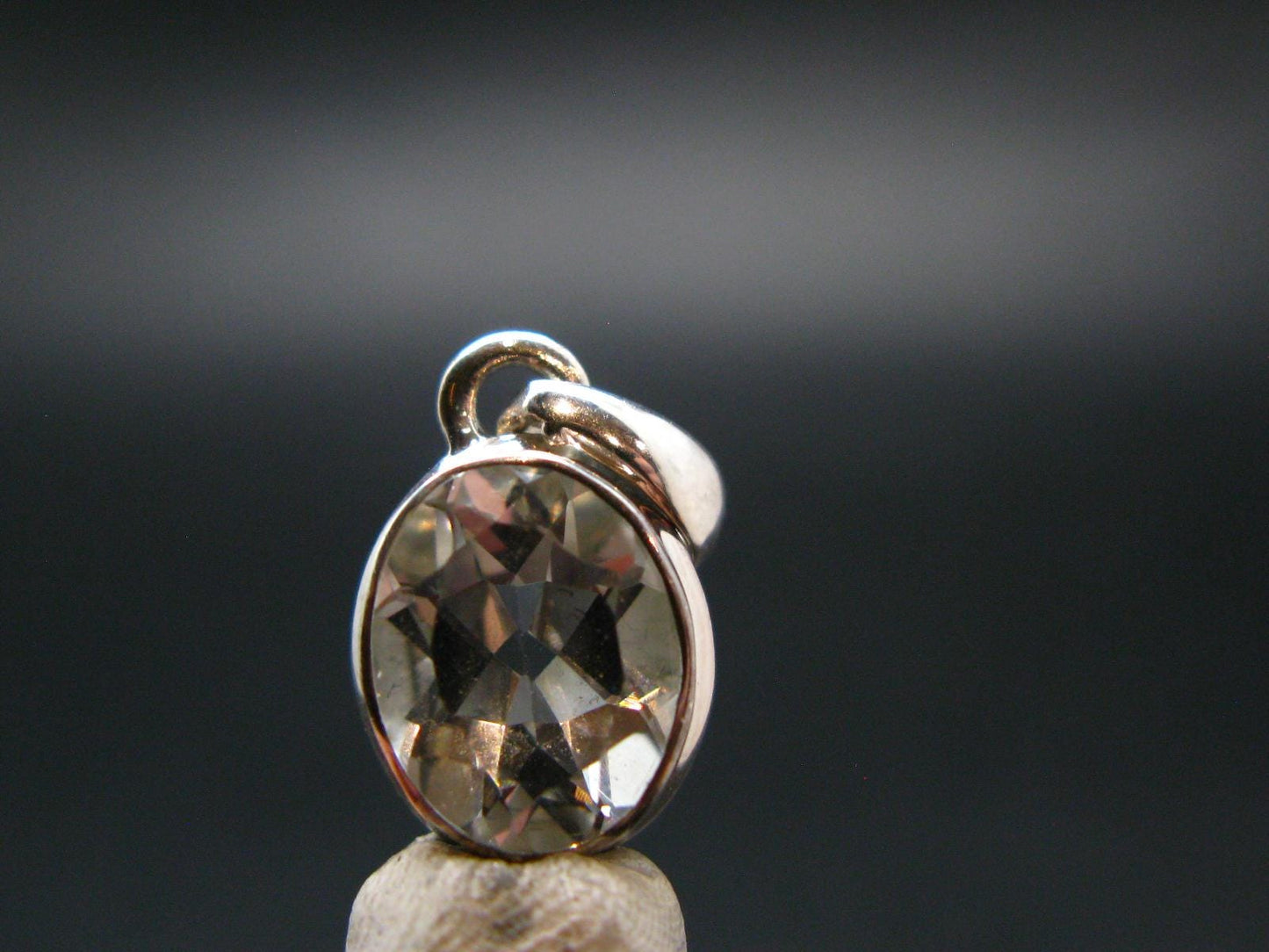 White Topaz Sterling Silver Pendant From Brazil - 0.7" - 2.11 Grams