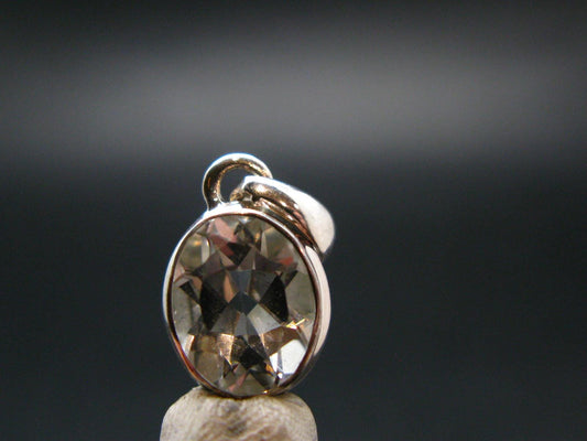 White Topaz Sterling Silver Pendant From Brazil - 0.7" - 2.11 Grams