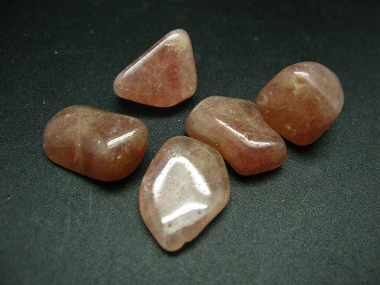 Lot of 5 natural Red Aventurine tumbled stones from Brazil