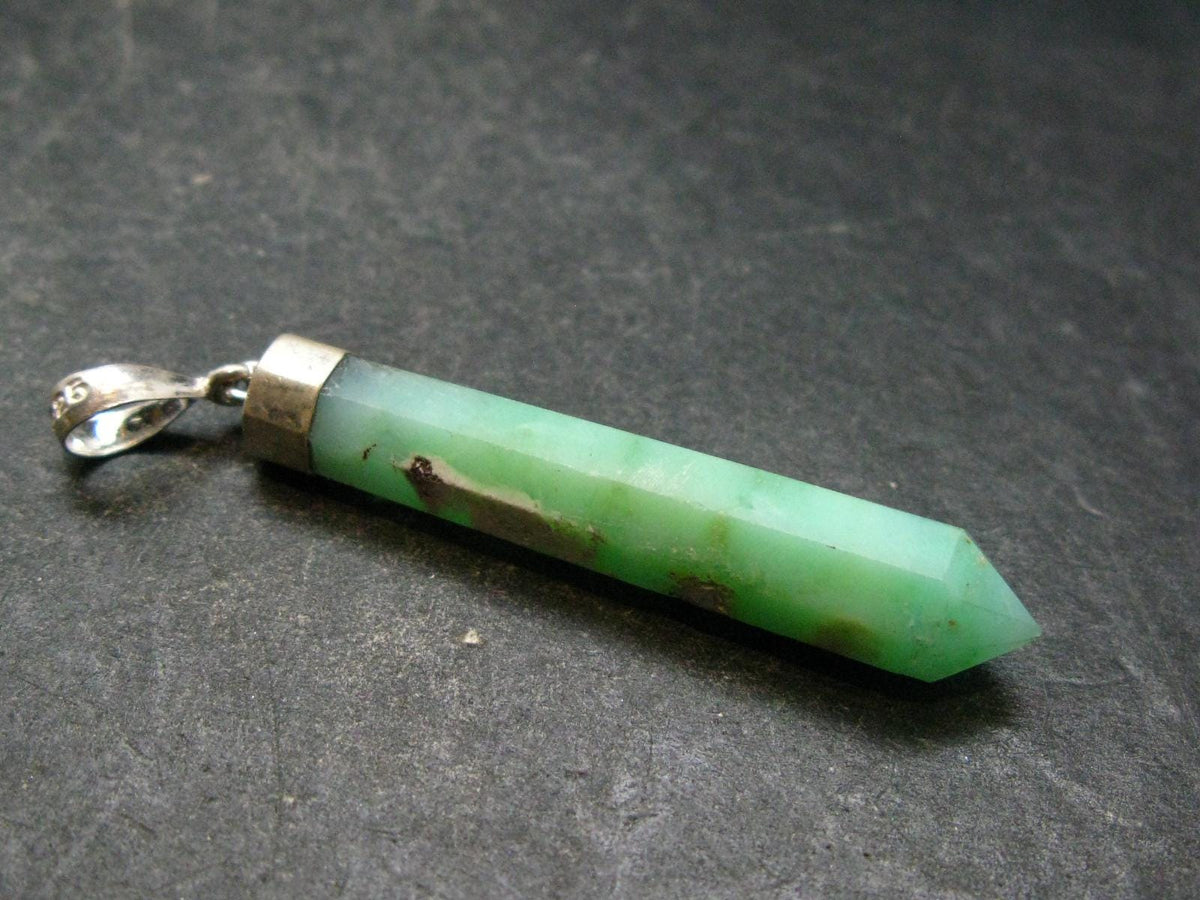 Chrysoprase Silver Pendant From Australia - 2.2" - 5.12 Grams