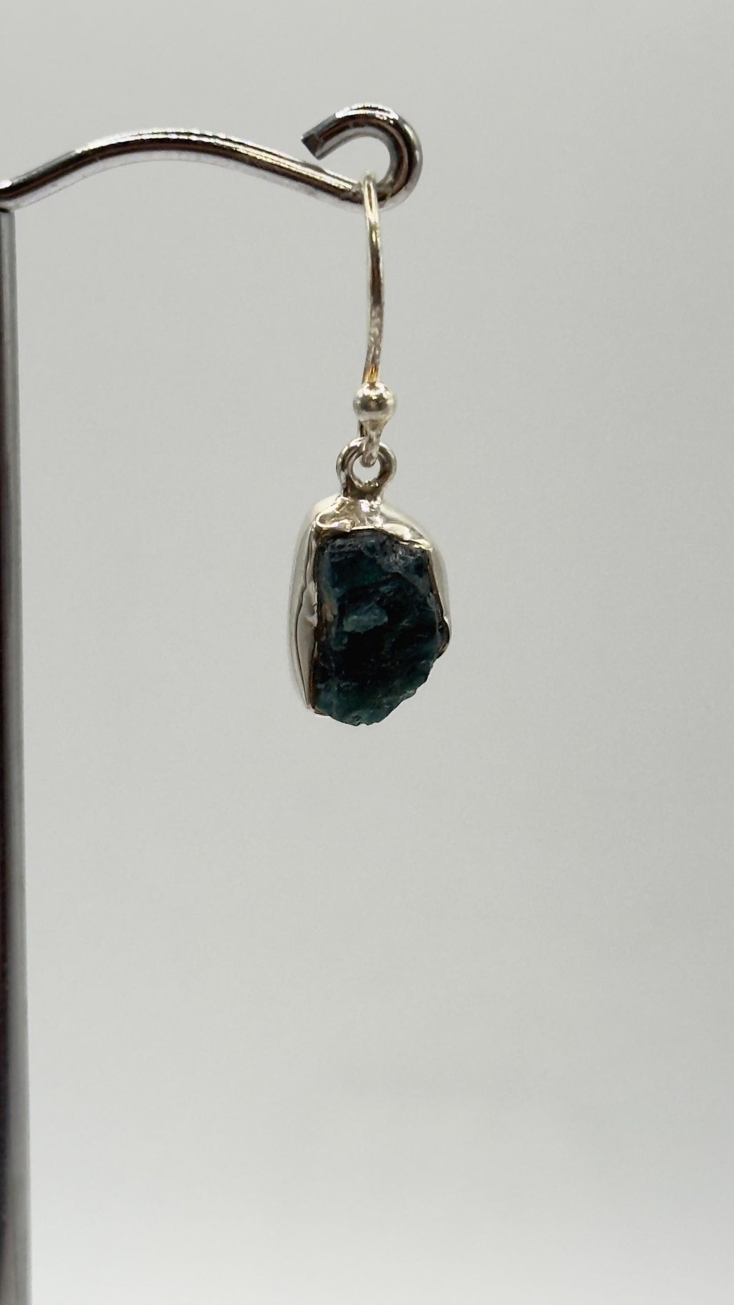 Grandidierite Earrings Blue Green Gemstone Dangle Earrings Raw Stone Silver Jewelry Gift
