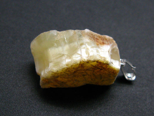Rare Natural Rough Cat's-Eye Opal With 925 Silver Pendant from Tanzania - 1.1"