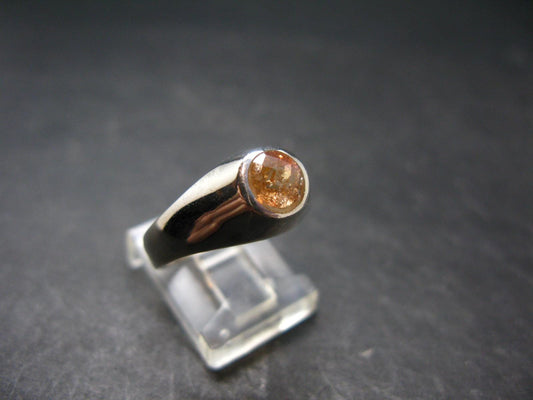 Fabulous Untreated Faceted Gem Imperial Topaz 925 Silver Ring from Brazil - Size 8.25 - 4.46 Grams