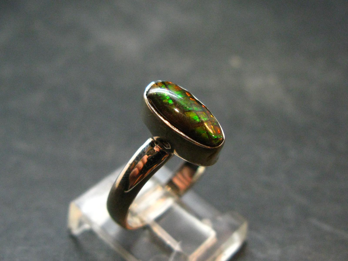 Ammolite Amolite Sterling Silver Ring From Canada - 3.05 Grams - Size 6