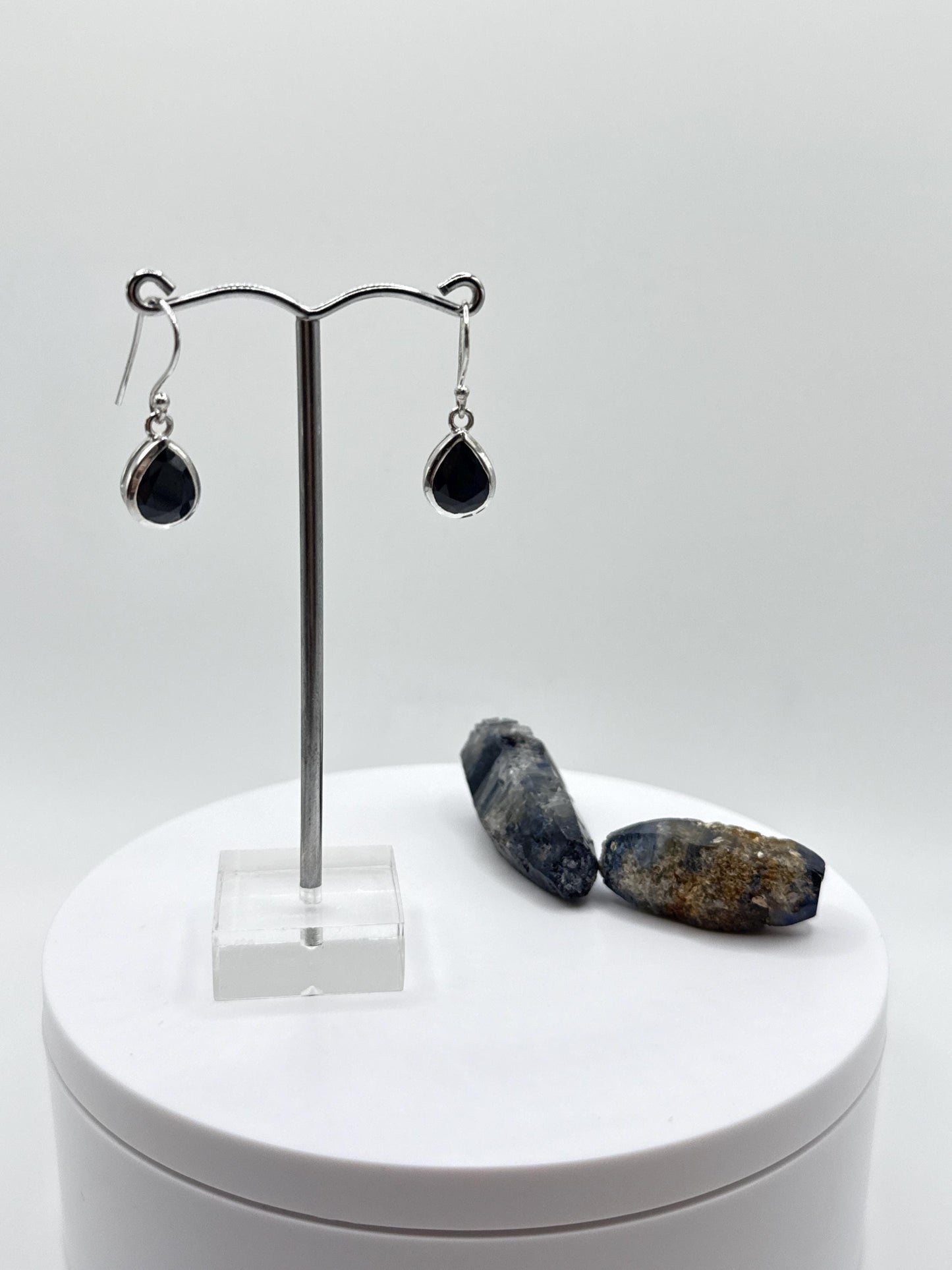 Teardrop Sapphire Sterling Silver Earrings | September Birthstone