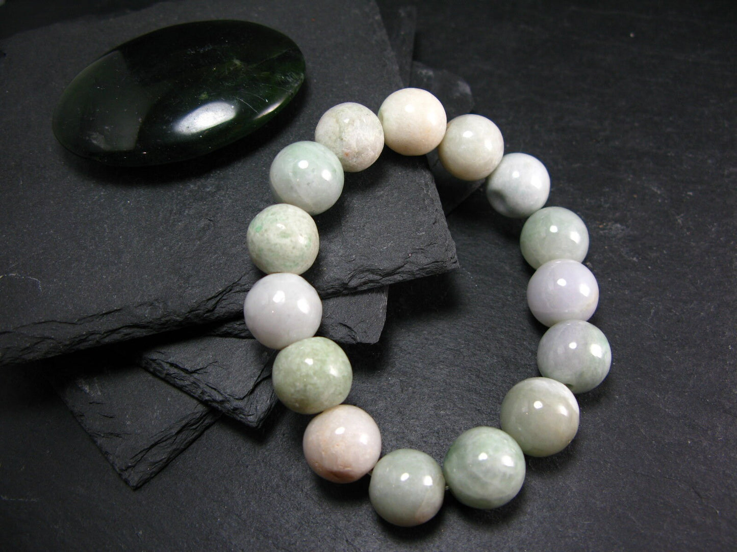 Jade Jadeite Genuine Bracelet ~ 7 Inches ~ 13mm Round Beads