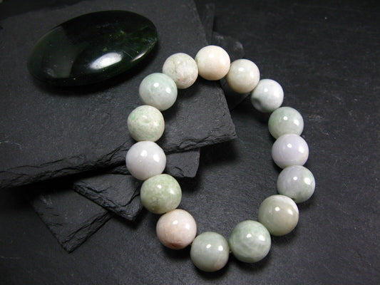 Jade Jadeite Genuine Bracelet ~ 7 Inches ~ 13mm Round Beads