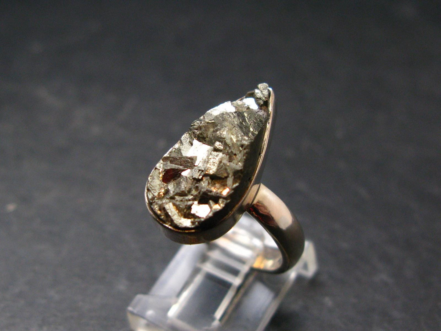 Large Raw Pyrite Silver Ring From Peru - 5.64 Grams - Size 8
