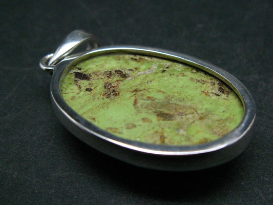 Gaspeite Silver Pendant From Australia - 1.5" - 7.4 Grams