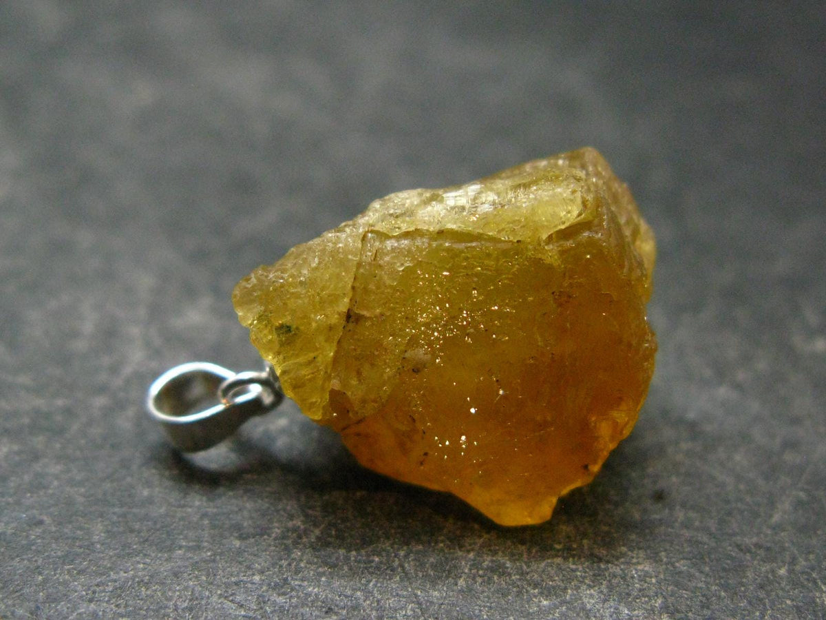 Heliodor (Yellow Beryl) Crystal Silver Pendant From Brazil - 0.9" - 3.61 Grams