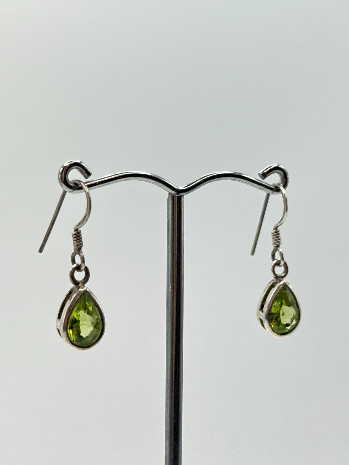 Peridot Teardrop Dangle Earrings | Sterling Silver August Birthstone