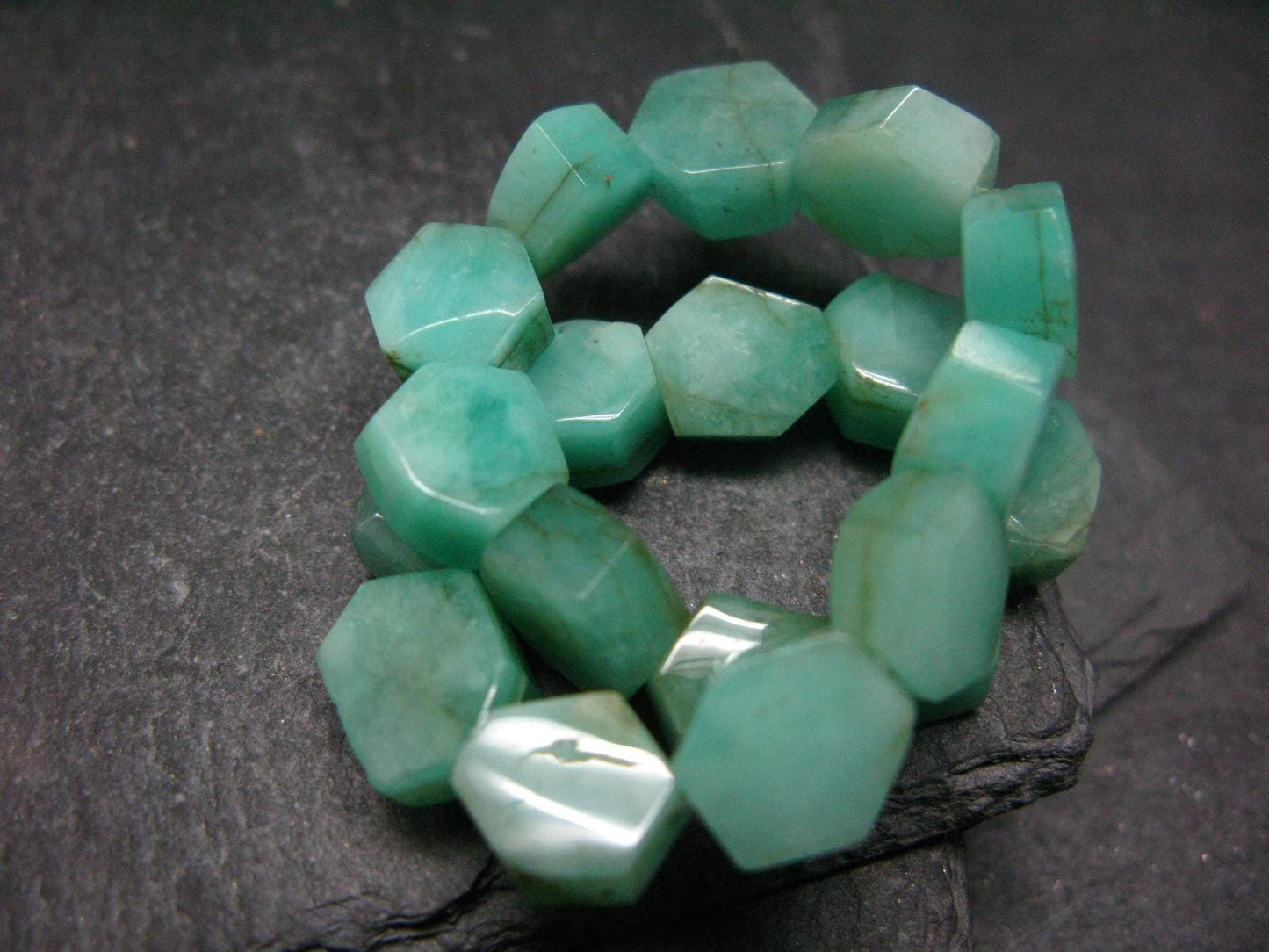 Emerald Genuine Bracelet ~ 7 Inches ~ 10mm Facetted Beads
