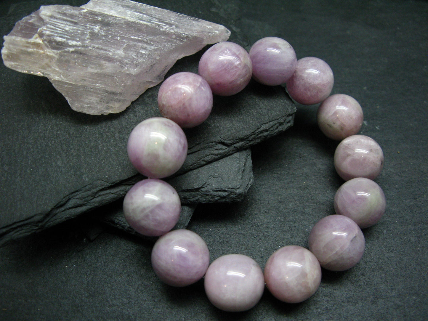 Kunzite Spodumene Genuine Bracelet ~ 7 Inches ~ 16mm Round Beads