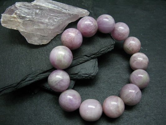 Kunzite Spodumene Genuine Bracelet ~ 7 Inches ~ 16mm Round Beads