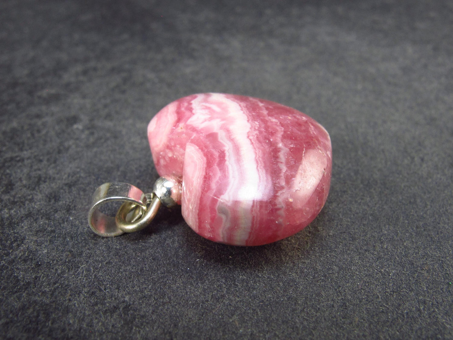 Rhodochrosite Heart Silver Pendant from Alma Colorado - 1.1" - 8.42 Grams