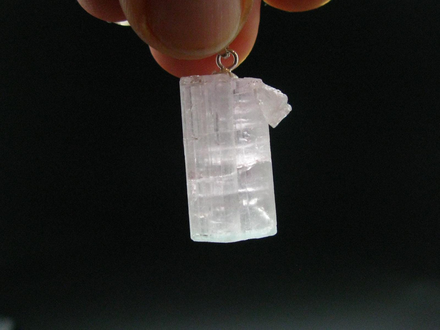 Rare Gem Watermelon Gem Tourmaline Crystal Silver Pendant From Brazil - 1.1"